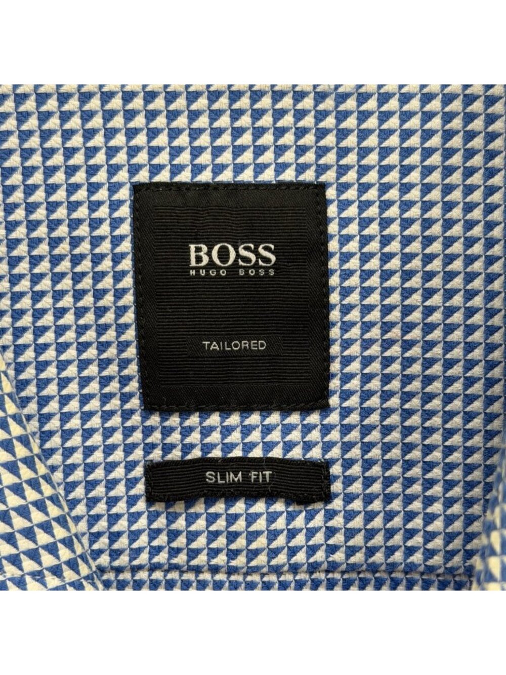 Boss Hugo Boss Mens Size 17 Dress Shirt Tailored Slim Fit Blue Check Italy - Picture 3 of 7